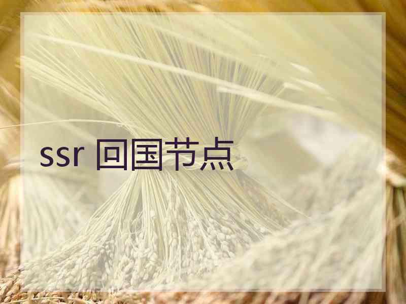 ssr 回国节点