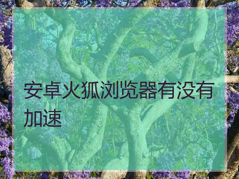 安卓火狐浏览器有没有加速