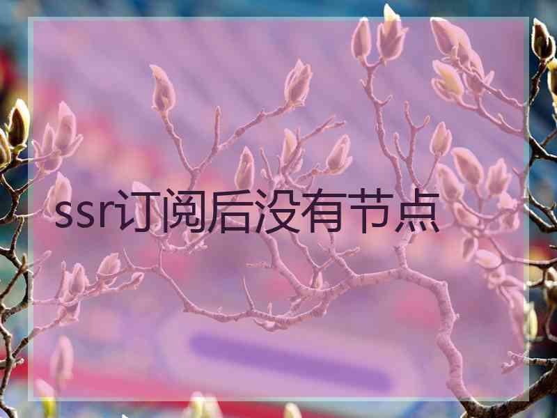 ssr订阅后没有节点